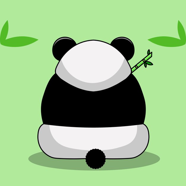 Vector big sulk panda eating bamboo illustration