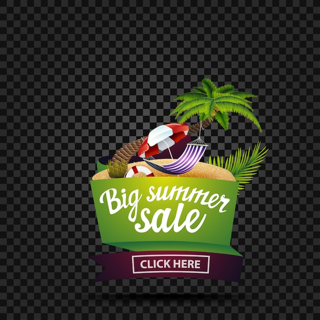 Big summer sale, discount banner isolated