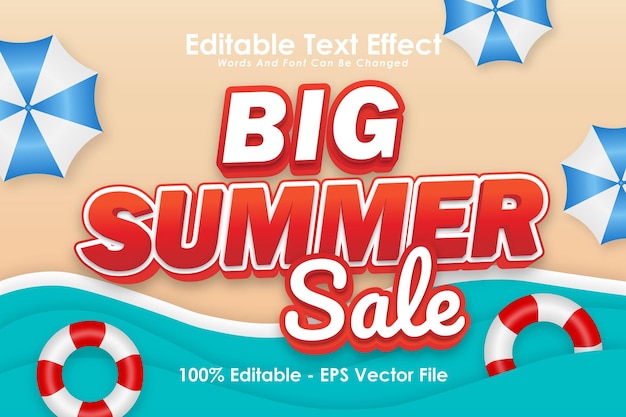 Big Summer Sale Editable Text Effect 3 Dimension Emboss Cartoon Style