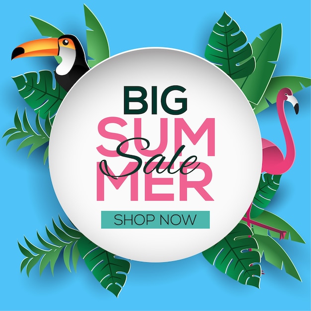 Vector big summer sale flat sign template