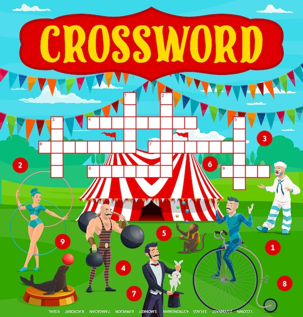 Big top circus performers crossword worksheet