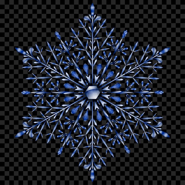 Vector big translucent christmas snowflake in blue colors on transparent background transparency only in vector file