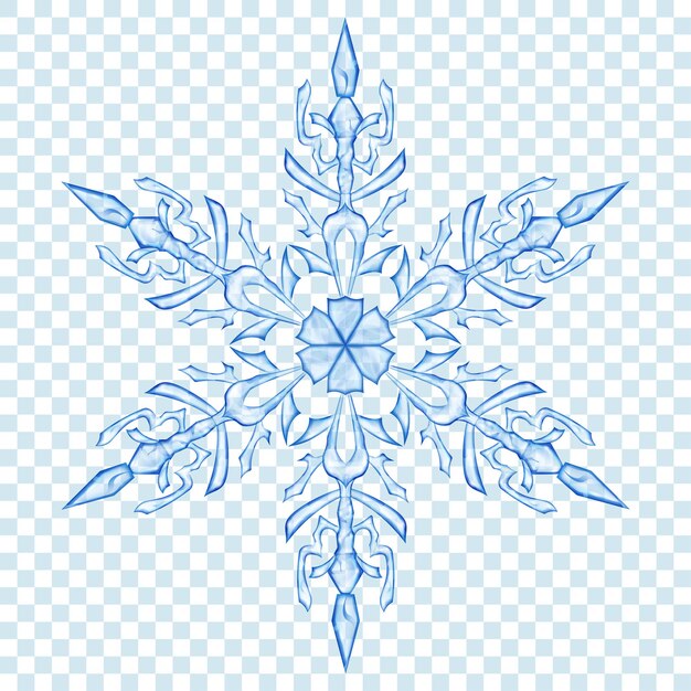 Vector big translucent christmas snowflake in blue colors on transparent background transparency only in vector format