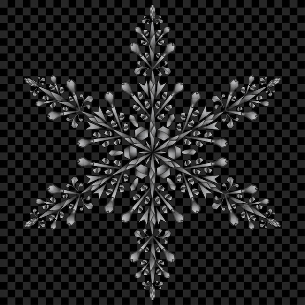 Big translucent Christmas snowflake in gray colors on transparent background