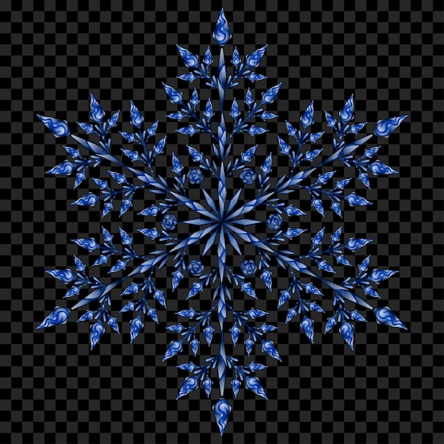 透明な背景に青い色の大きな半透明のクリスマススノーフレーク。ベクターファイルのみの透明度