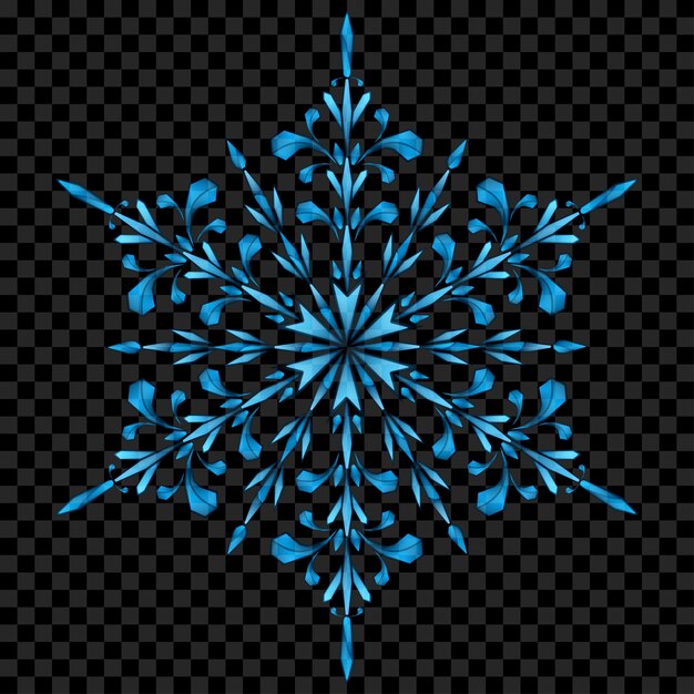 Big translucent Christmas snowflake in light blue colors on transparent background