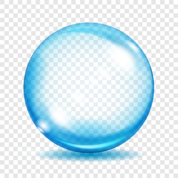 Большая полупрозрачная голубая сфера с бликами и тенями на прозрачном фоне прозрачность только в векторном формате
