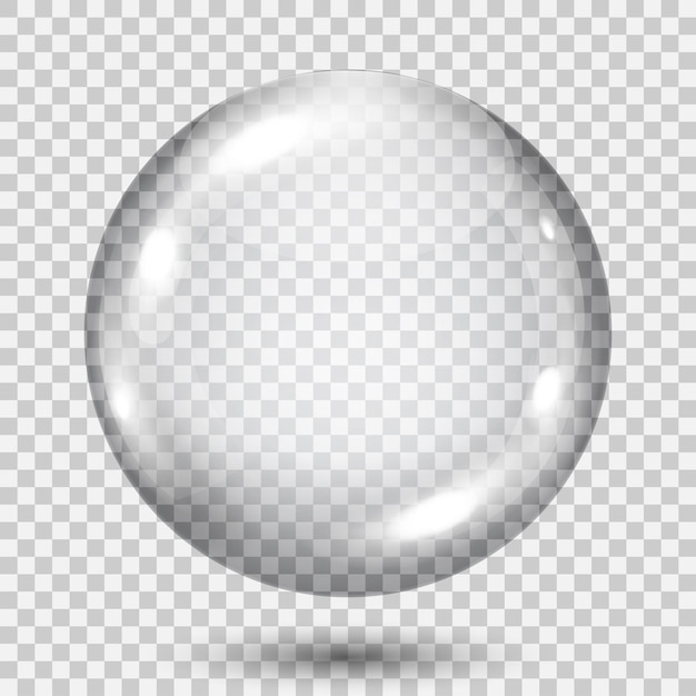 Vector big transparent gray sphere with shadow on transparent background transparency only in vector file