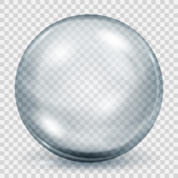 Vector big transparent gray sphere with shadow on transparent background