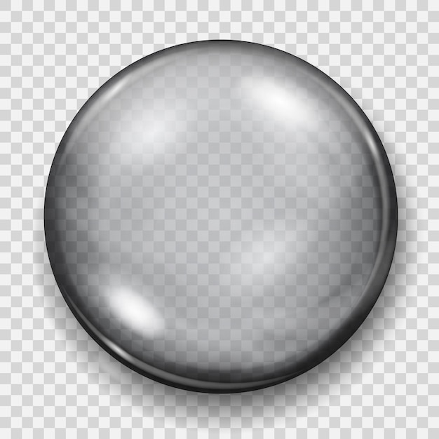 Big transparent gray sphere with shadow on transparent background