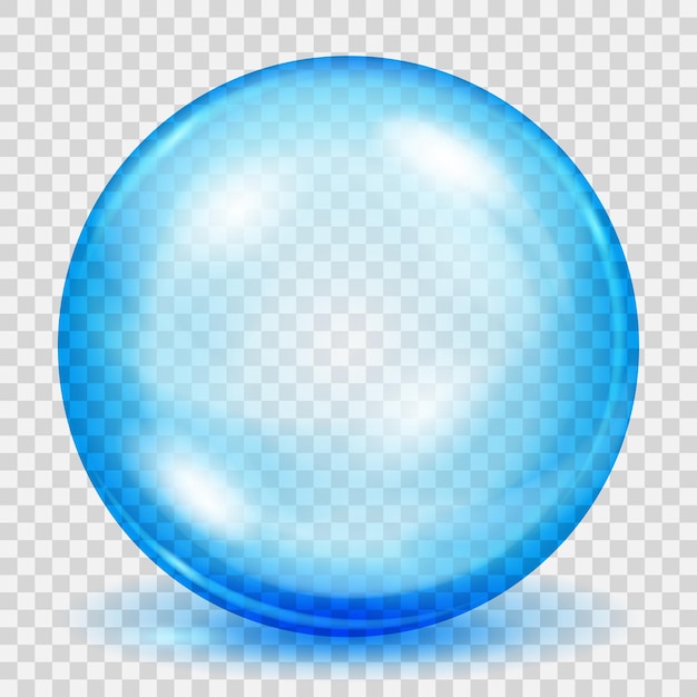 Big transparent light blue sphere with shadow on transparent background. transparency only in vector file