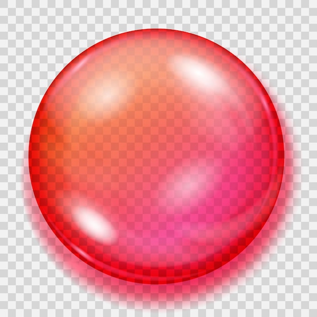 Big transparent red sphere with shadow on transparent background