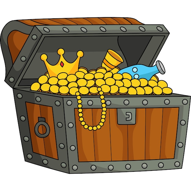 Big treasure chest cartoon colored clipart