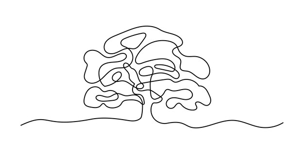 Big tree minimalist online continuous single line art bewerkbare lijn