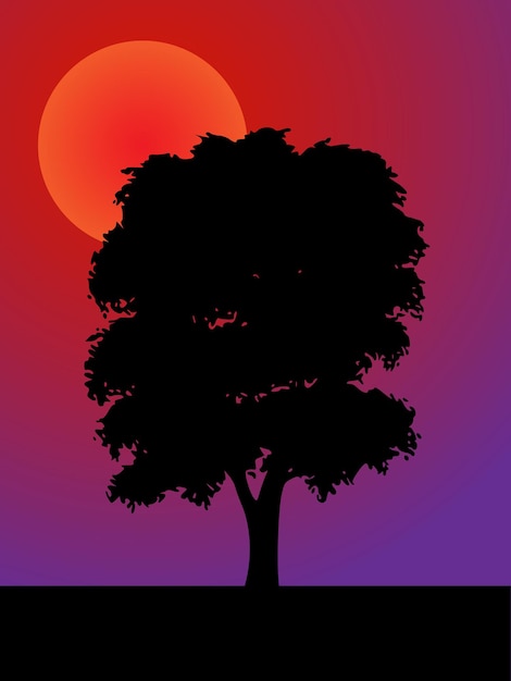 Big tree silhouette vector design