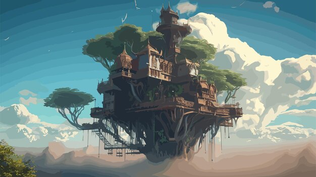 Vector big treehouse illustration