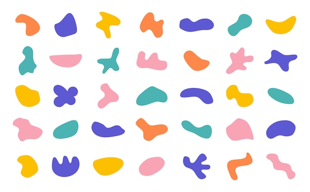 Vector big vector set of abstract color organic shapes blobs and blotch of irregular shape