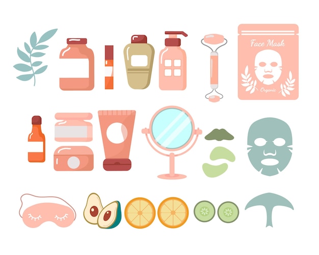 A big vector set of cosmetics for facial skin care