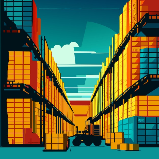 Vector big warehouse no bg vector illustration cartoon