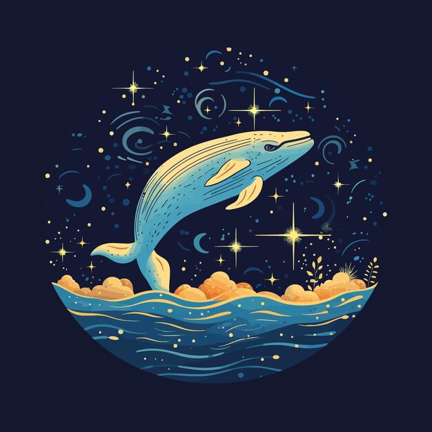 Vector big whale dancing