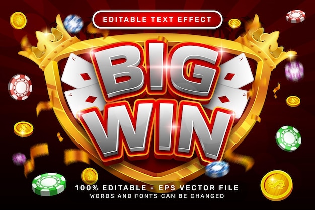 big win 3d text effect and editable text effect