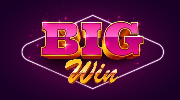 Big win banner. Sign with golden letters. Online casino. Vector illustration