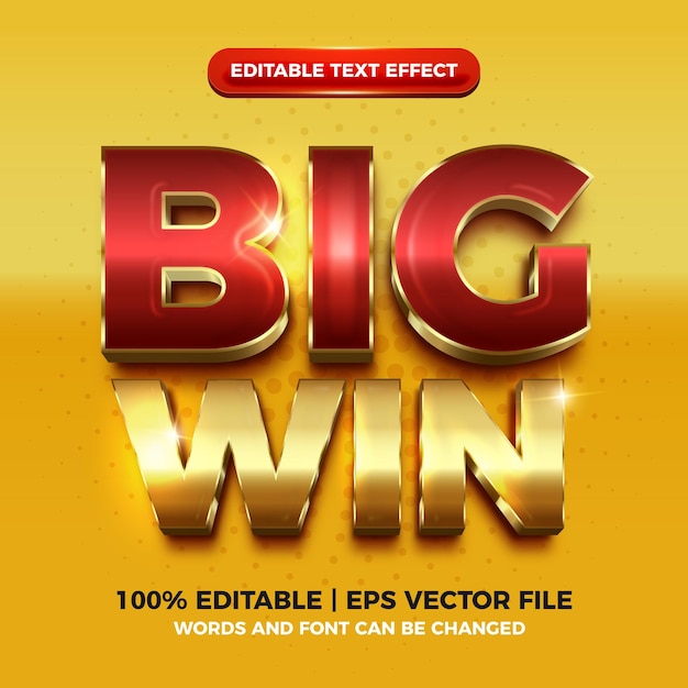 Big win luxury gold 3d editable text effect