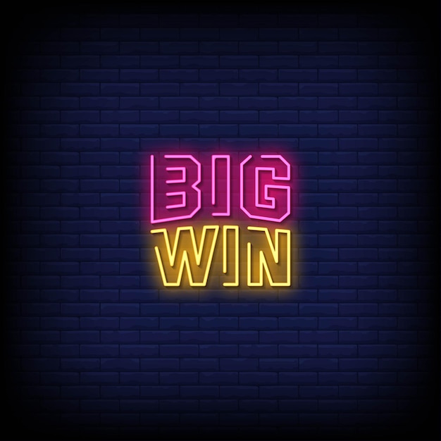 Текст в стиле неоновых вывесок big win