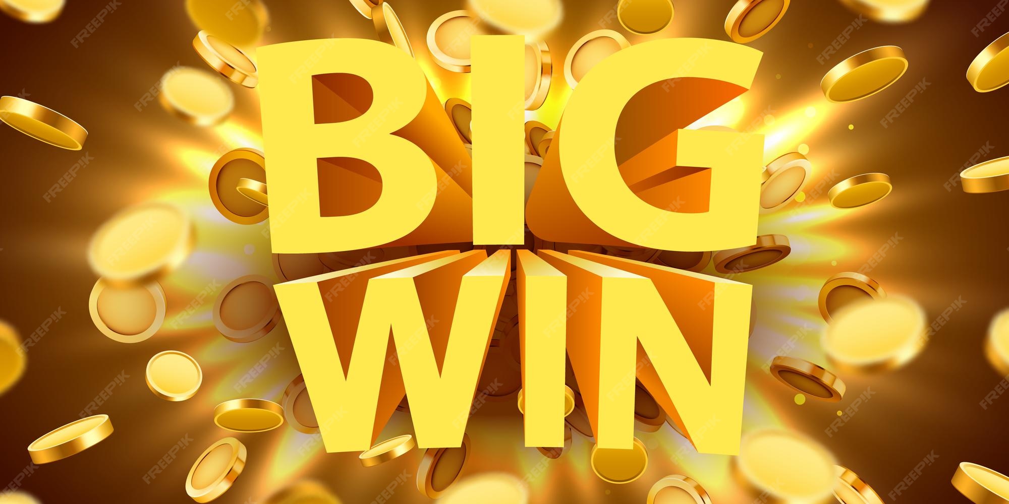 Premium Vector Big win sign with gold realistic 3d coins background Premium Vector Big win sign with gold realistic 3d coins background