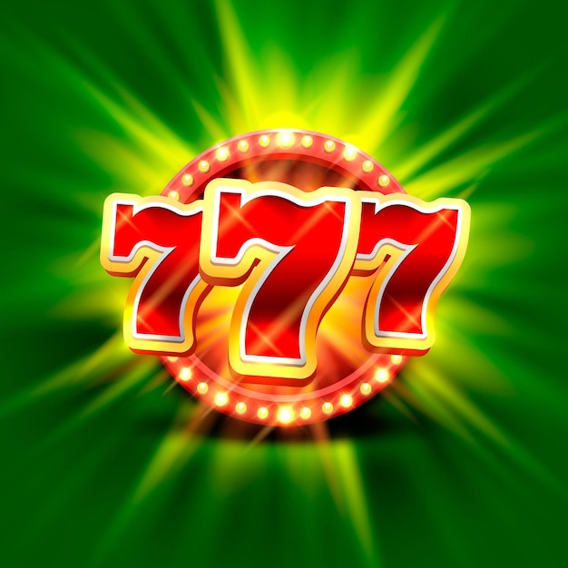ベクトル 緑の背景に大きな勝利スロット777バナーカジノ。ベクトルイラスト