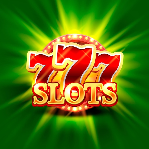 Big win slots 777 banner casino op de groene achtergrond. vector illustratie