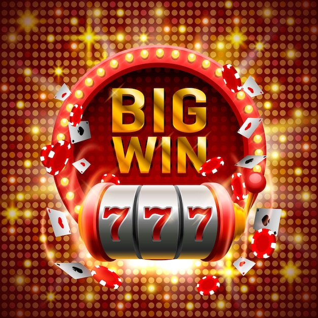 Grande vittoria slot 777 banner casinò. illustrazione vettoriale