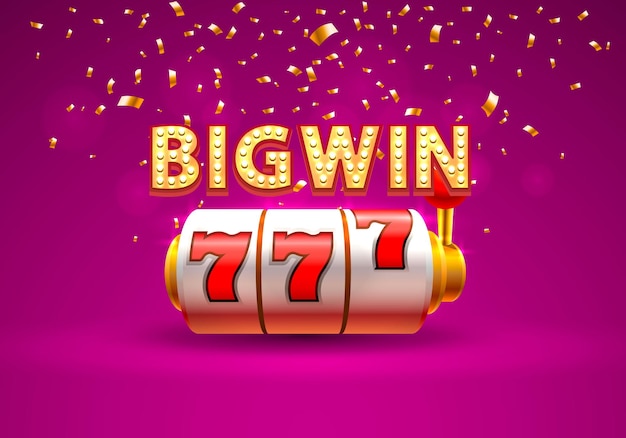 Big win slots 777 casino jackpot, modern licht goud. vector illustratie