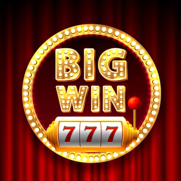 Big win slots 777 casino, modern light gold. vector illustration