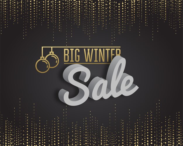 Big winter sale with metallic gold christmas balls