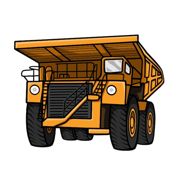 Big yellow dump truck mining industry. quarry service mining site. vector illustration element.