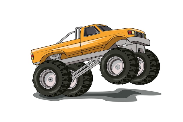 the big yellow monster truck illustration hand drawing  