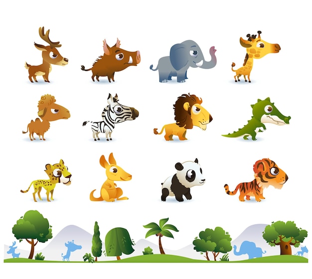 Big zoo animals set