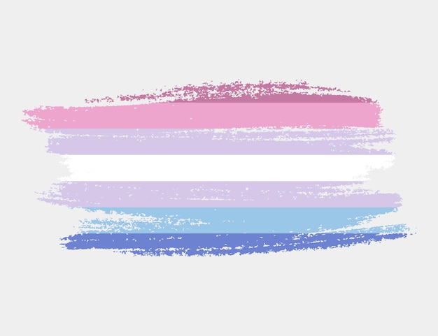 흰색 배경 LGBT 권리 개념에 브러시로 그린 Bigender 플래그