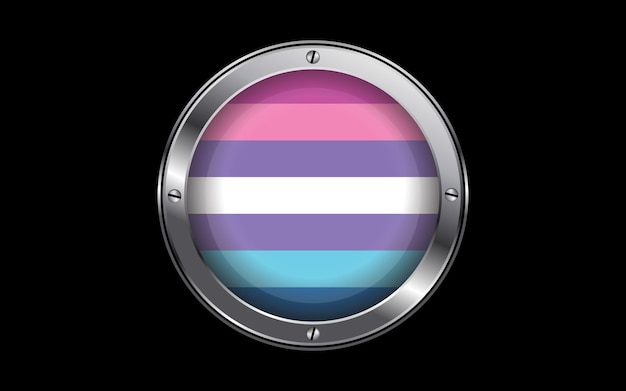 Bigender lgbt pride flag 3d badge vector image
