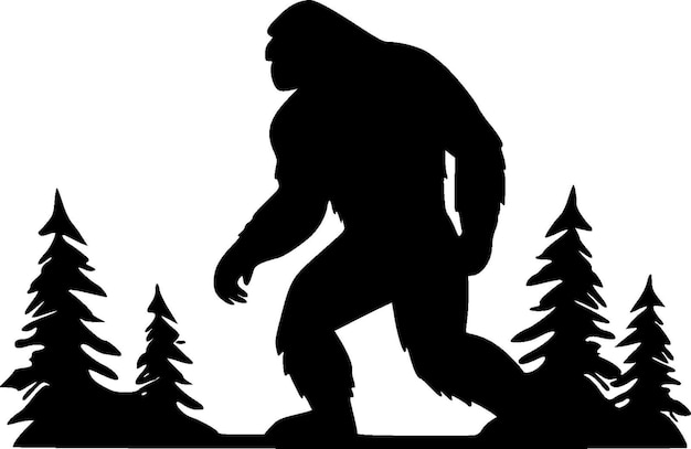 Bigfoot Black and White Isolated Icon Vector illustration