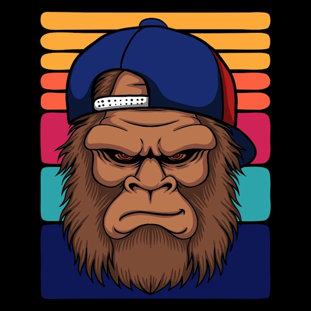 Bigfoot cool met een hoed vectorillustratie