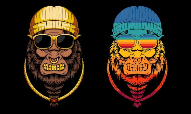 Bigfoot cool met gouden accessoires vectorillustratie