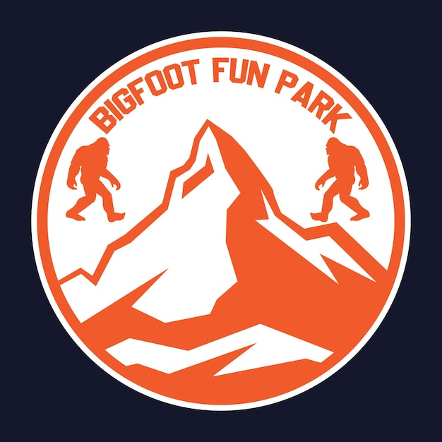 Bigfoot Fun Park T-shirtontwerp. grootvoet vector.