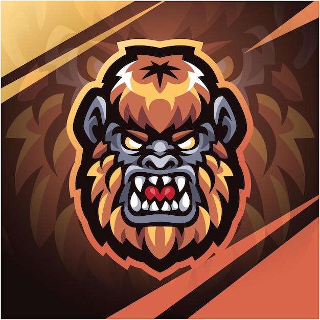 Premium Vector | Bigfoot head esport mascot logo design
