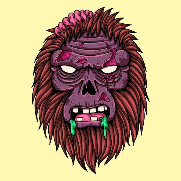 Illustrazione di vettore di zombie testa bigfoot per la vostra azienda o marca