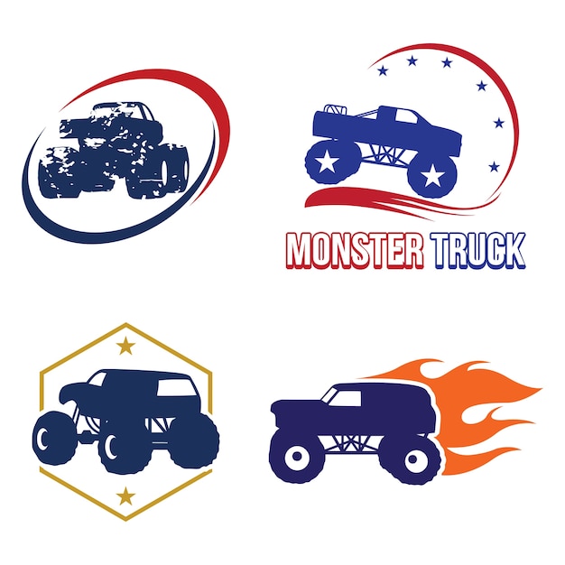 Bigfoot monster truck logo symbol collection