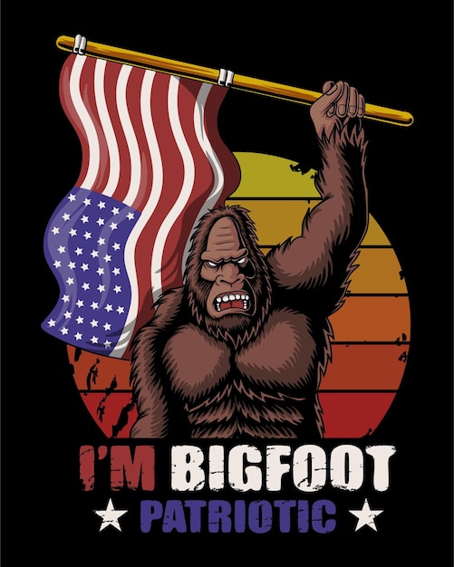 Illustrazione di vettore della bandiera dell'america patriottica di bigfoot