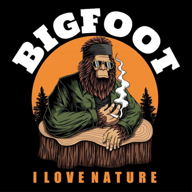 Bigfoot personage liefde natuur vector illustratie