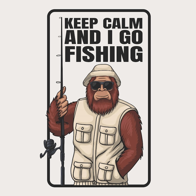 Vector bigfoot ready to go fishing vector illustration